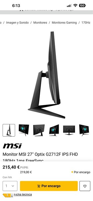 Monitor MSI 27 Optix G2712F FHD 180Hz