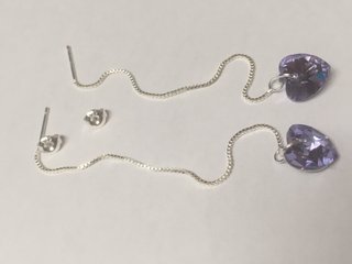 Pendientes Corazón Plata y Lila