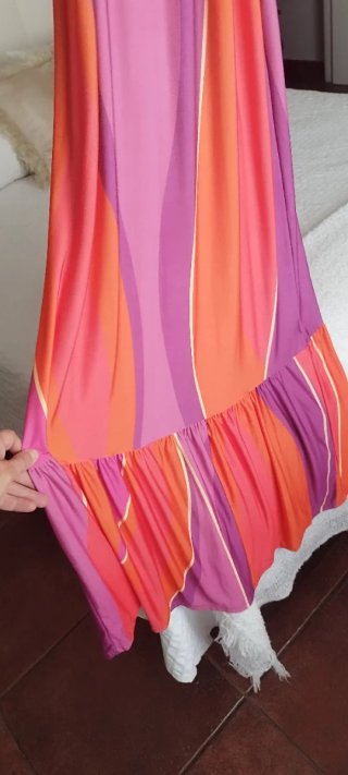 Vestido LCMA9 Talla L Naranja y Rosa