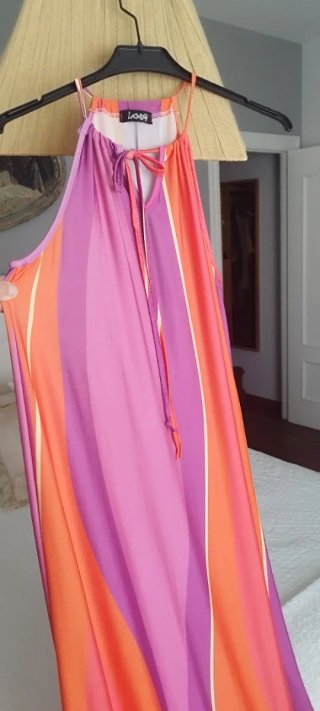 Vestido LCMA9 Talla L Naranja y Rosa