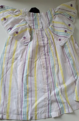 Vestido y braguita de bebé 24 meses a rayas.