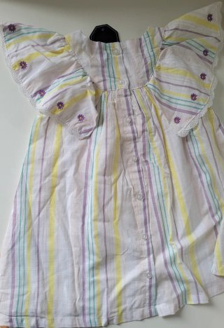 Vestido y braguita de bebé 24 meses a rayas.