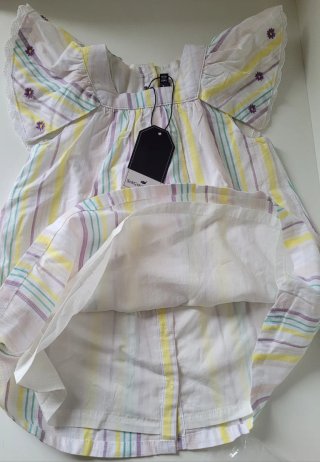 Vestido y braguita de bebé 24 meses a rayas.