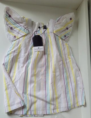 Vestido y braguita de bebé 24 meses a rayas.