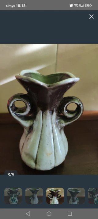 Jarrón Capodimonte Cerámica Flor Verde
