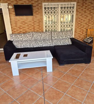 Sofá Chaiselongue Familiar Negro/Blanco