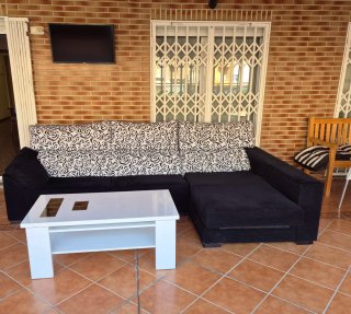 Sofá Chaiselongue Familiar Negro/Blanco