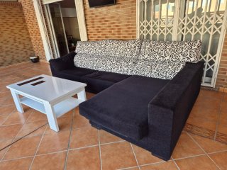 Sofá Chaiselongue Familiar Negro/Blanco