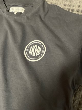 Camiseta Zara Gris Oscuro Talla M