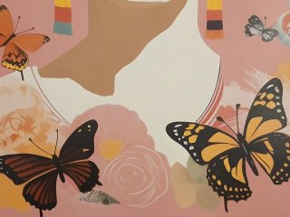 Poster Frida Kahlo Farfalle Rosa