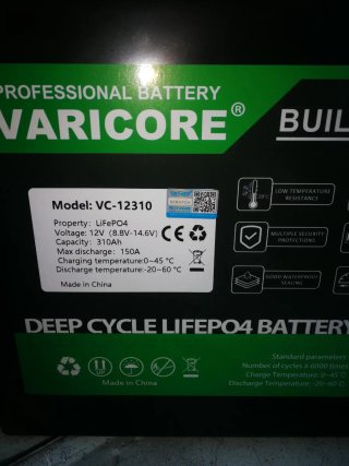 Batería litio VARICORE 12V 310Ah LiFePO4