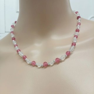 Collana Quarzo Fragola, Ialino e Acciaio