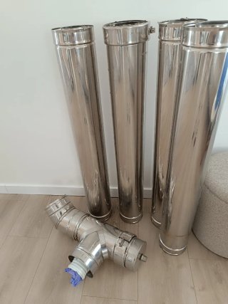 4 Tubos Extracción Chimenea Doble 80mm
