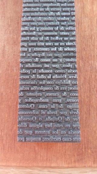 Quijote texto letras plomo imprenta