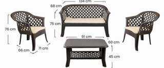 Conjunto terraza/jardín: sofá + 2 sillones + mesa