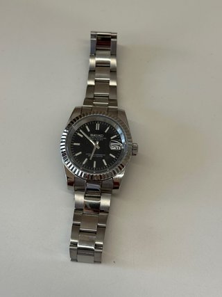 Seiko Mod Datejust 39mm Negro/Plata Automático
