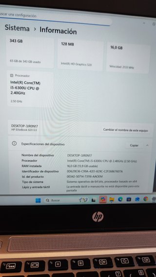 HP EliteBook 820 G3 16GB Argento