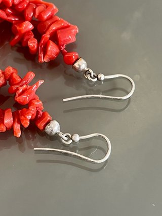 Orecchini Argento 925 Corallo Rosso Vintage