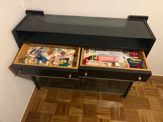 Mueble zapatero negro con espejo a juego