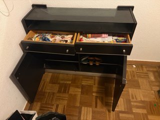 Mueble zapatero negro con espejo a juego