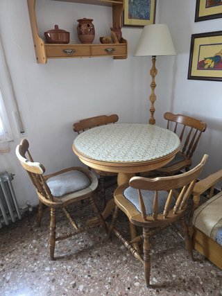 Mesa redonda extensible madera pino