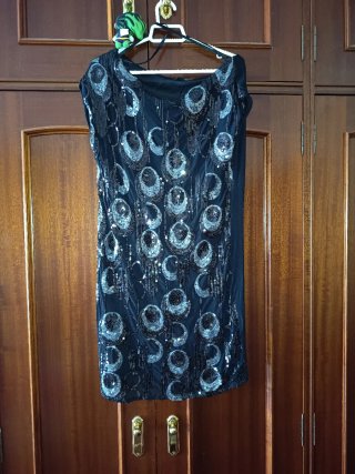 Vestido fiesta lentejuelas plateadas