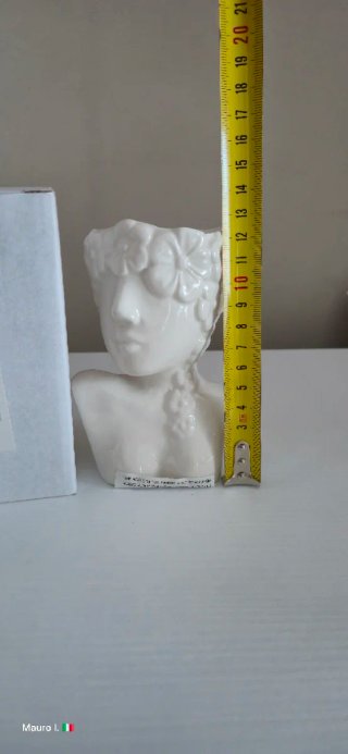 Vaso Ceramica Testa Donna Fiori Bianco