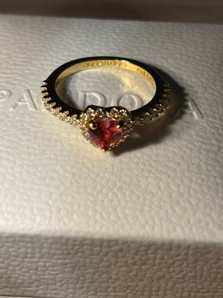 Anello Pandora Cuore Rosso Oro Nuovo