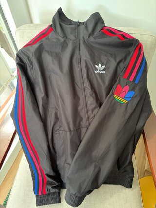 Chaqueta Cortavientos Adidas Negra Multicolor