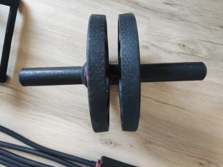-Juego de mancuernas, barra y aparatos de gimnasio