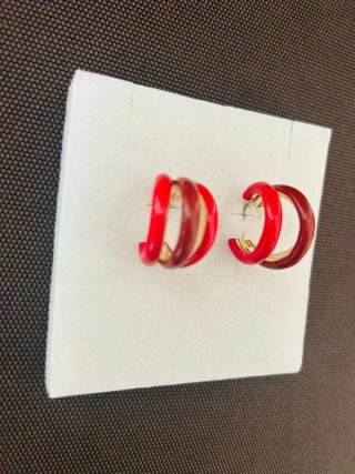 Orecchini vintage donna oro e rossi