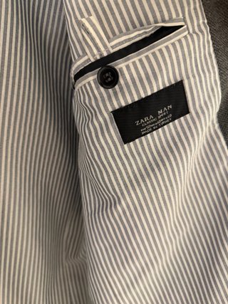 Chaqueta Americana Zara Piqué Gris