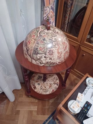 Botellero Globo Decorativo Madera y Cristal