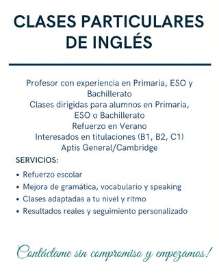 Clases particulares de inglés con profesor C1