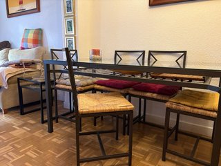 Mesa cristal 150x80cm y 5 sillas