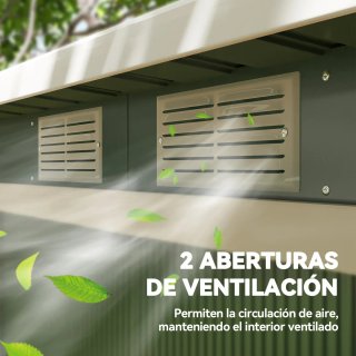 Caseta de jardín metálica verde 280x130x172