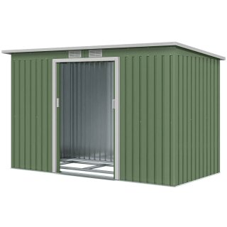 Caseta de jardín metálica verde 280x130x172