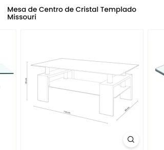 Mesa de salón cristal y metal