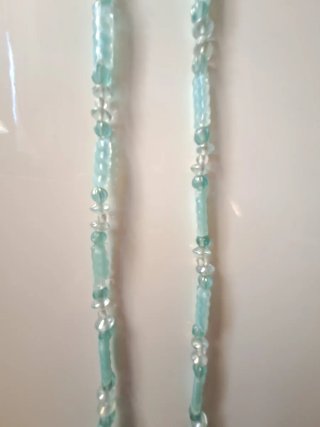 Collana Murano Vetro Vintage Azzurro Bianco