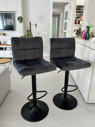 2 Taburetes Terciopelo Gris