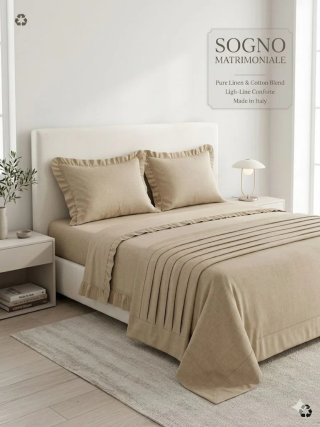 Completo Lenzuola Matrimoniale Beige