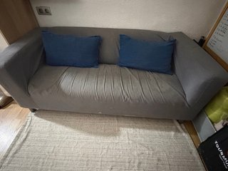 Sofá desenfundable gris y azul Ikea