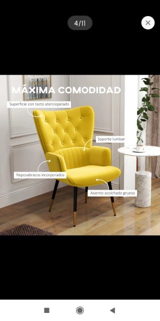 Butaca salón orejero terciopelo amarillo