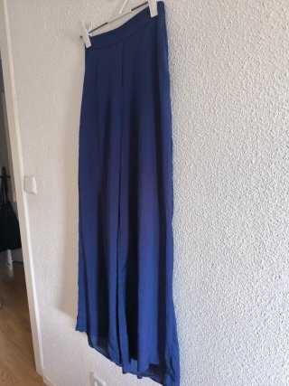 Zara pantalón palazzo azul efecto falda, XS