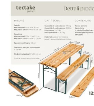 Tavolo da birra con panche in legno
