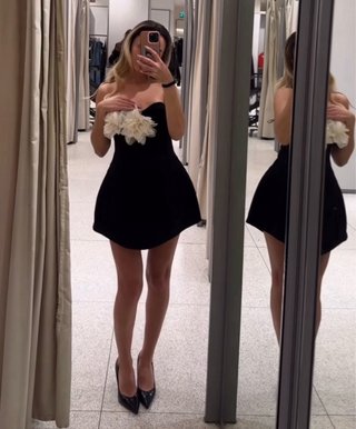 Vestido palabra de honor flor