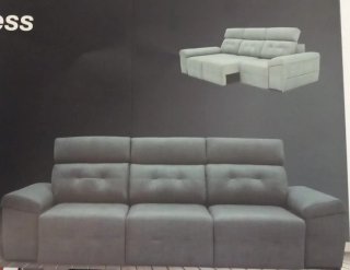 Sofá 3 plazas gris tela