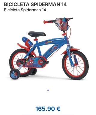 Bicicleta infantil Spiderman azul y roja