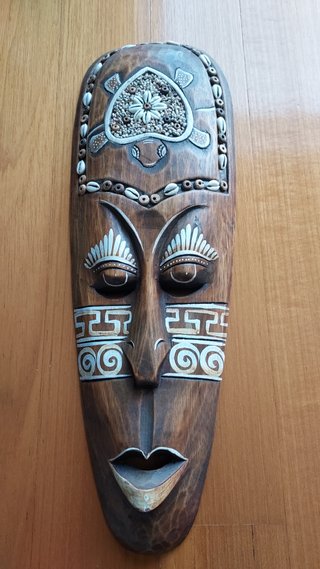 Máscara Decorativa Tribal Madeira