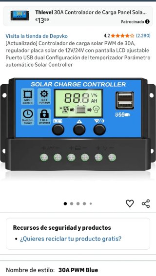 Controlador Carga Solar PWM 30A